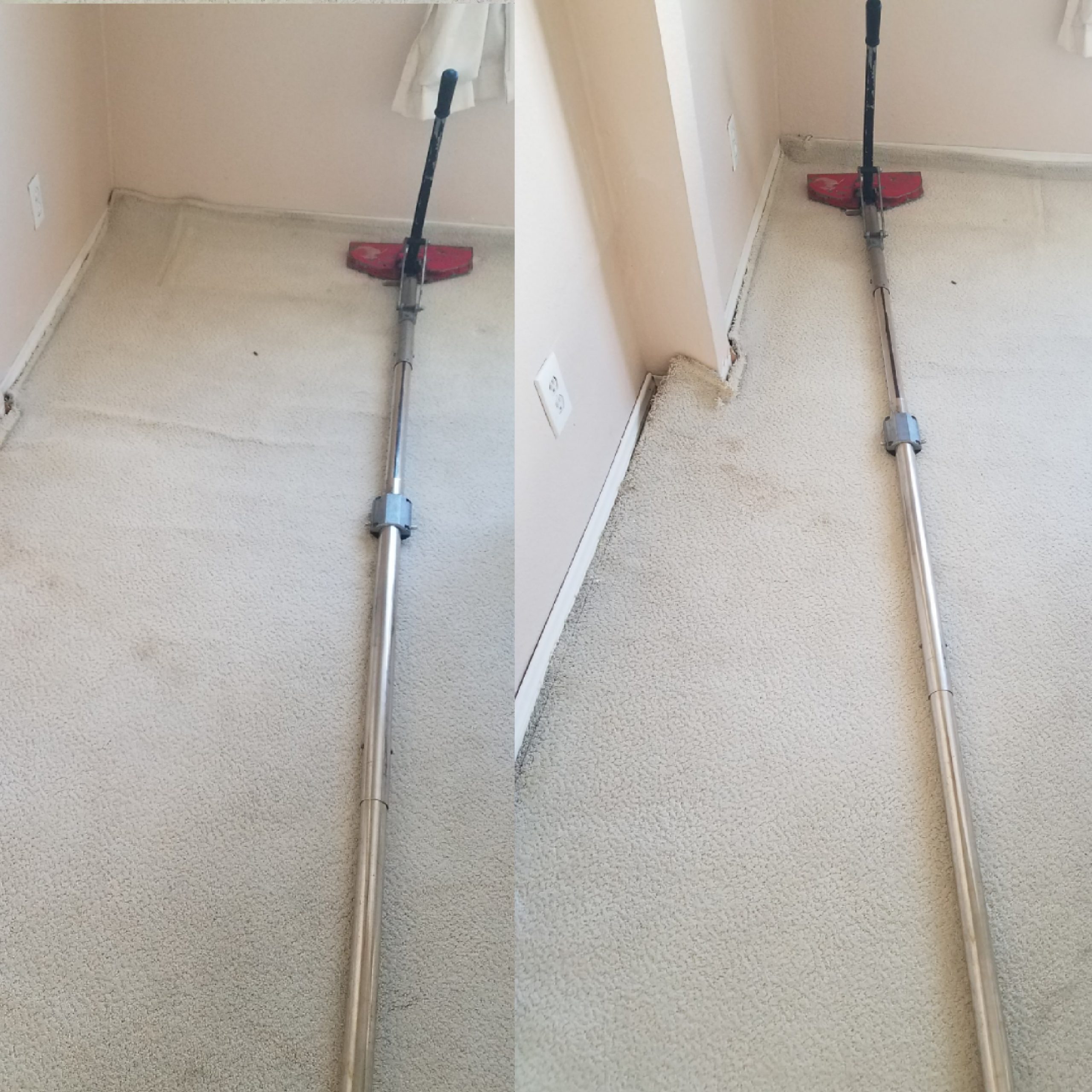 Carpet stretching with power stretcher