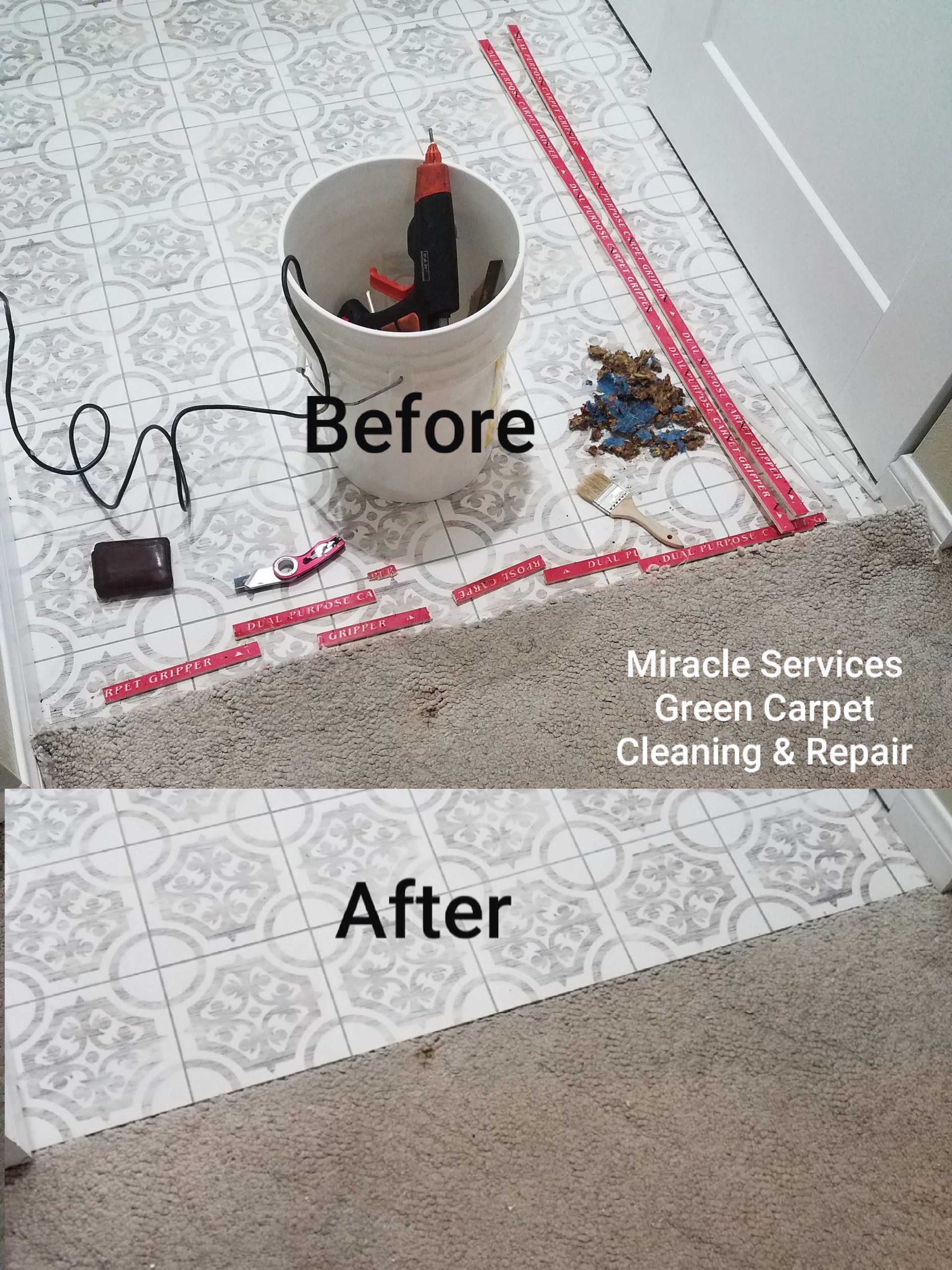 Carpet to tile repair